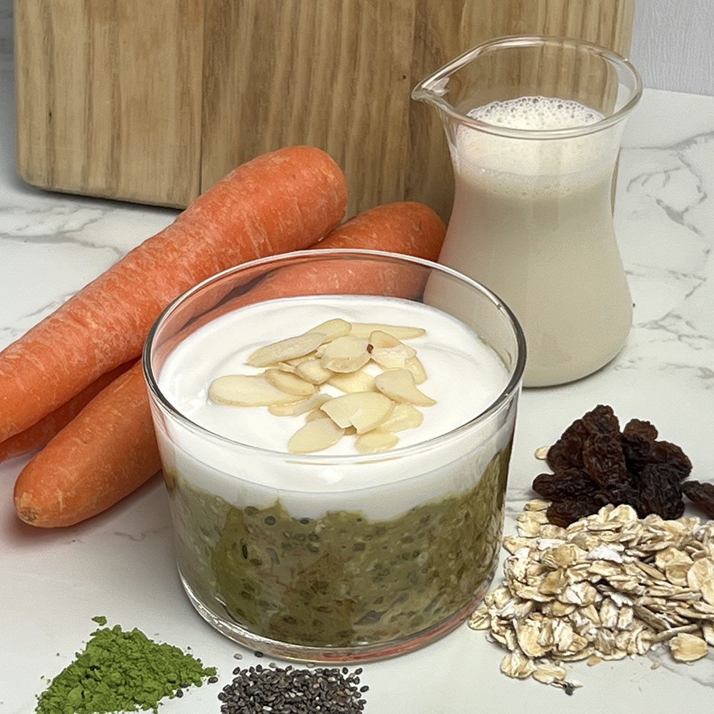 Spiced Matcha and Carrots Overnight Oats