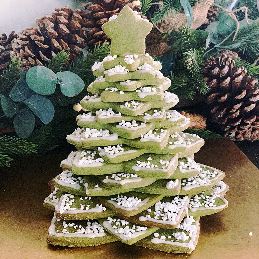 Matcha Biscuits Christmas Tree